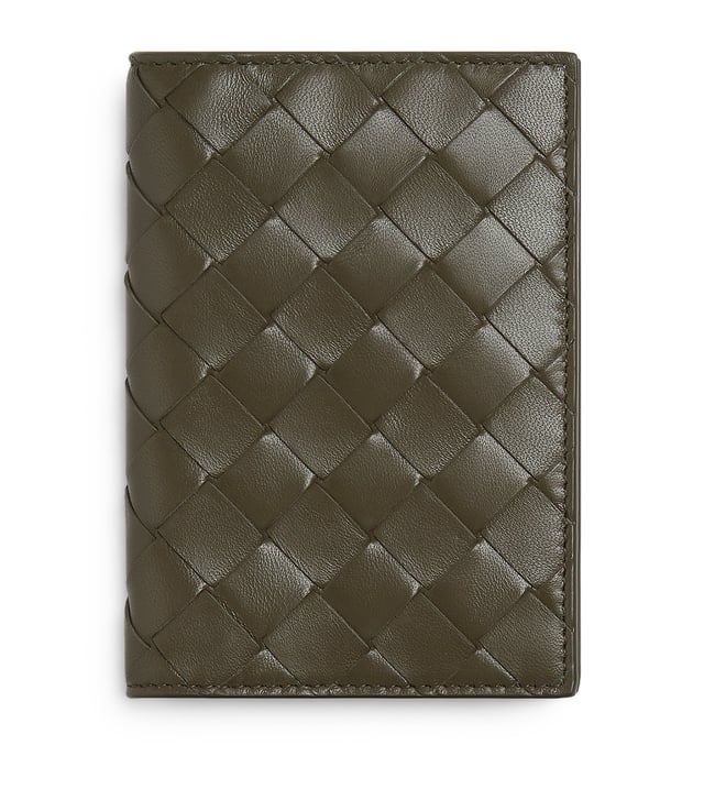 Leather Intrecciato Passport Holder