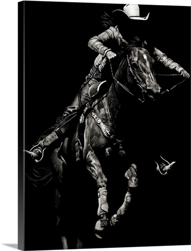 Scratchboard Rodeo IV Stretched Canvas Print