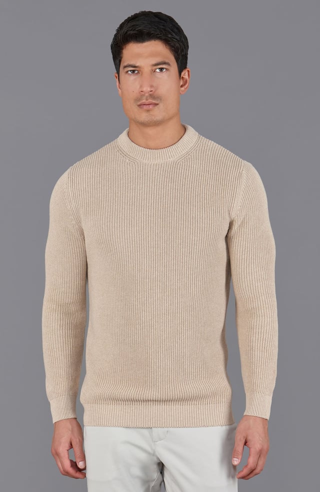 Mens Midweight Cotton Fisherman Rib Jumper