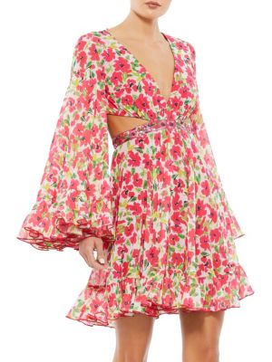 Floral Cutout Bell Mini Dress