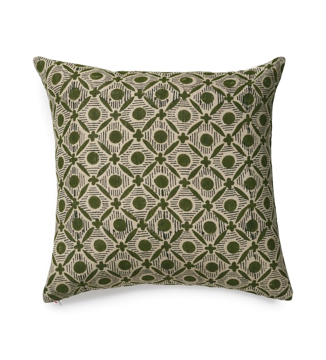 Nostell Diamonds Cushion Cover - Seaweed Green