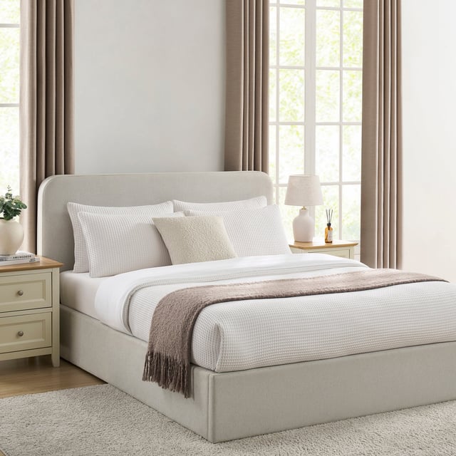 Ascot Ottoman Storage Bed - Cream Linen
