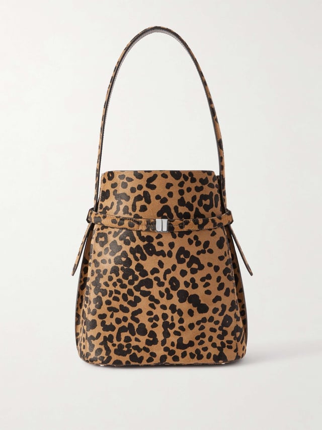 Belted leopard-print cow hair tote - leopard print - One Size