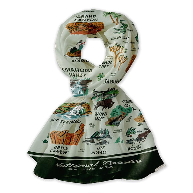 National Parks of the USA Illustrated Map Scarf