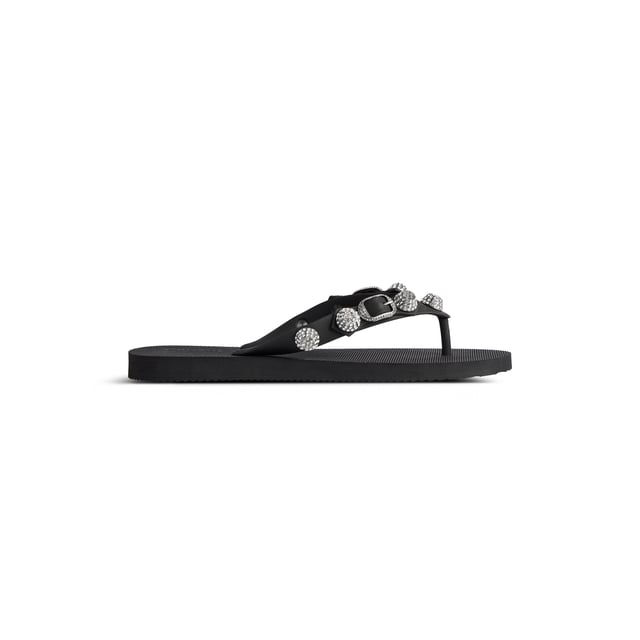 Women's Cagole Thong Sandal in Black/crystal