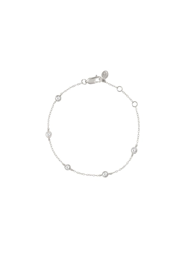 CLEMENCE, 5 STONE STRAND BRACELET, SILVER