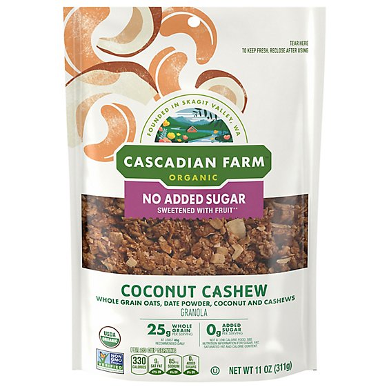 Cascadian Farm Organic No Added Sugar Coconut Cashew Granola - 11 OZ