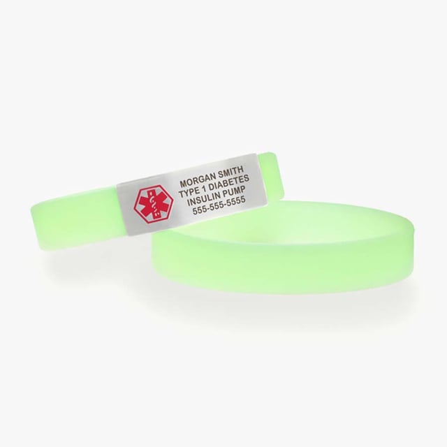Activewear Sport Silicone Bracelet in Green Glow and Silver