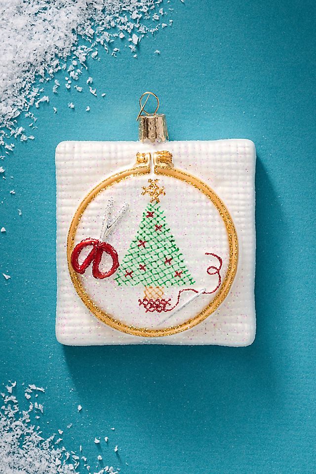 Needlepoint Hobby Glass Ornament