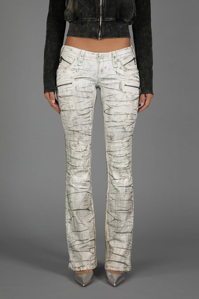Kamil Super Low-Rise Moto Bootcut Jeans