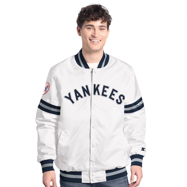 Men's New York Yankees  Starter White Cooperstown Scout Full-Snap Varsity Jacket