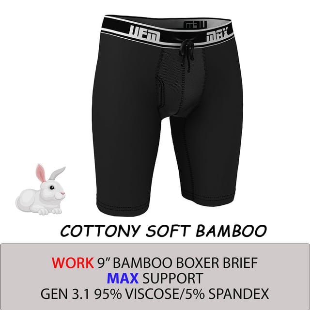 UFM Men's Pouch Underwear - Bamboo Long Boxer Brief 9 inch - MAX Support