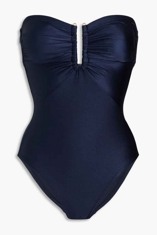 Ruched bandeau swimsuit - navy - One Size