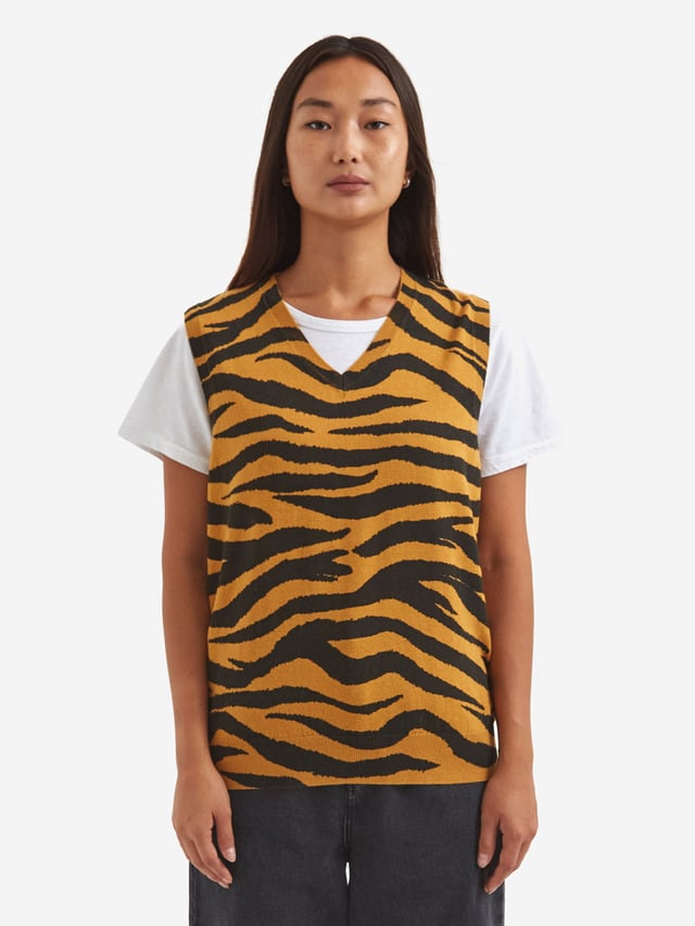 Stussy Tiger Printed Sweater Vest W - Mustard