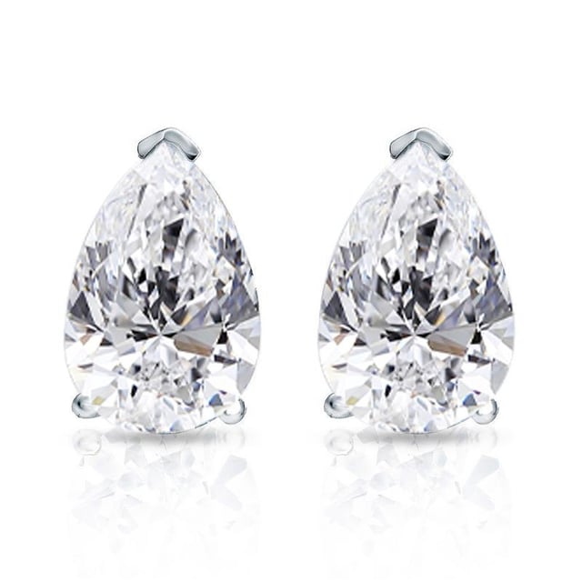 Pear Cut Moissanite VVS D Stud Earrings .925 Sterling Silver