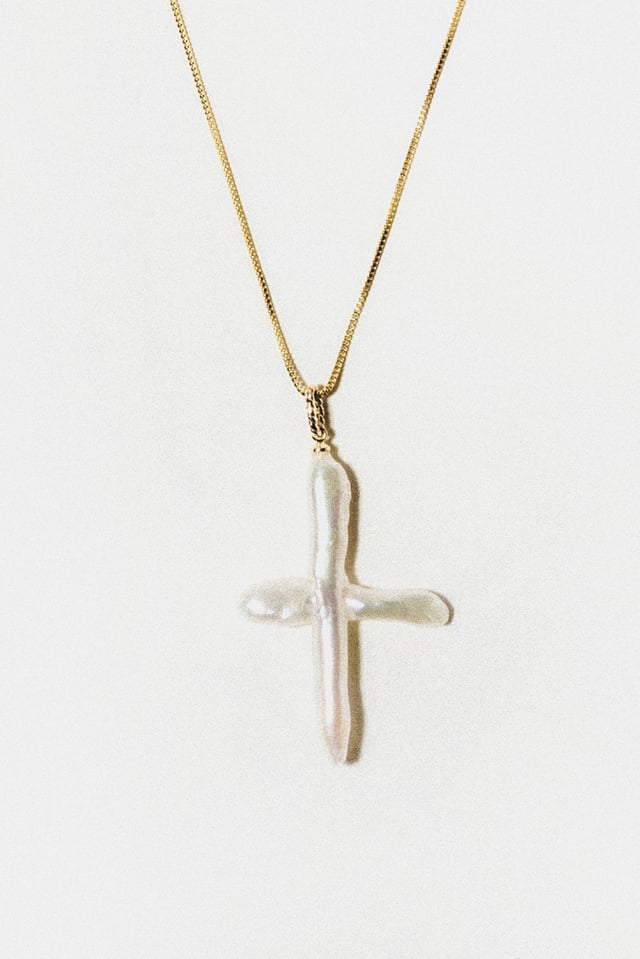 Esther Pearl Cross Necklace