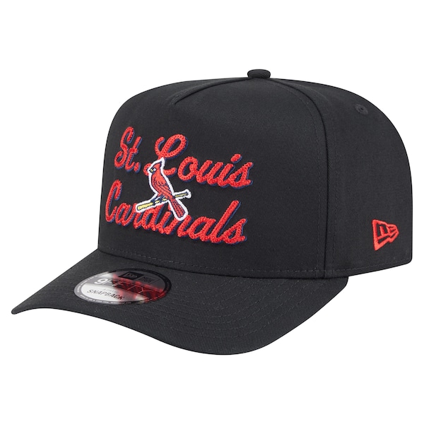 Men's St. Louis Cardinals New Era Black Chainstitch 9FIFTY A-Frame Snapback Hat
