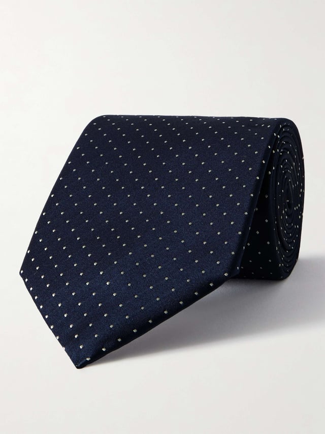 8cm Polka-Dot Silk-Satin Tie - navy - One Size