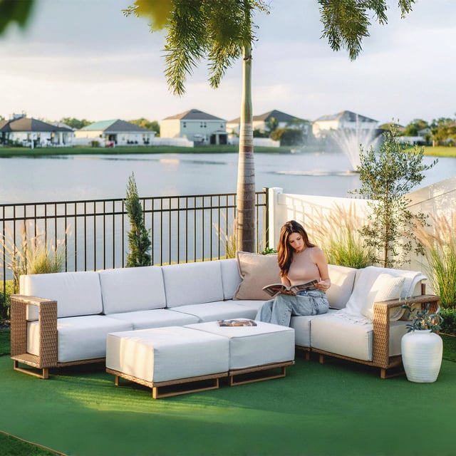 Phi Villa 6-Seater Modern Wicker Outdoor Conversation Sofa set