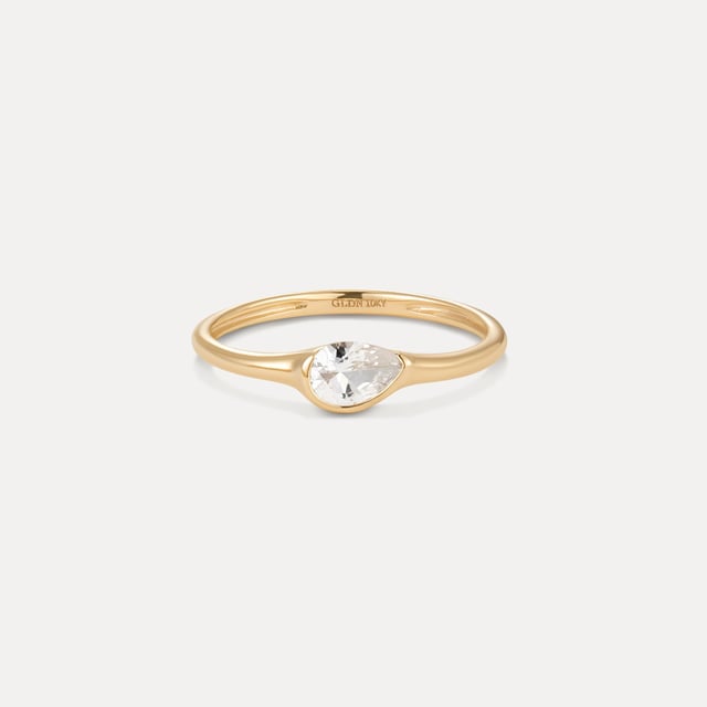 Solid Gold White Sapphire Zephyr Ring