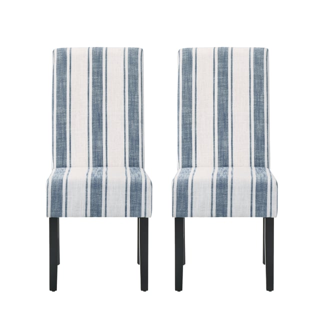 Percival Contemporary Upholstered Striped Dining Chairs, Set of 2