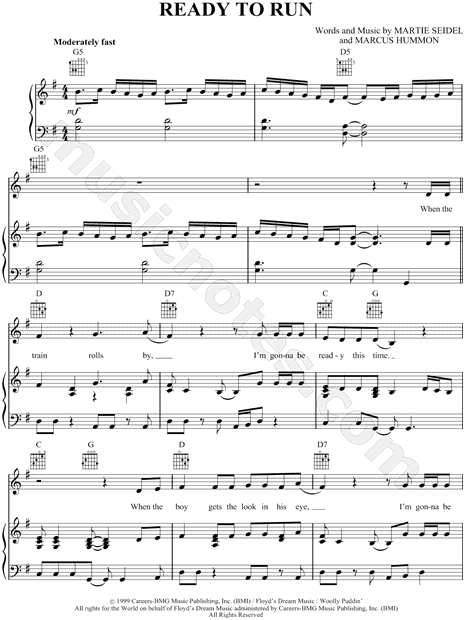 Marcus Hummon "Ready to Run" Sheet Music in C Major - Download & Print