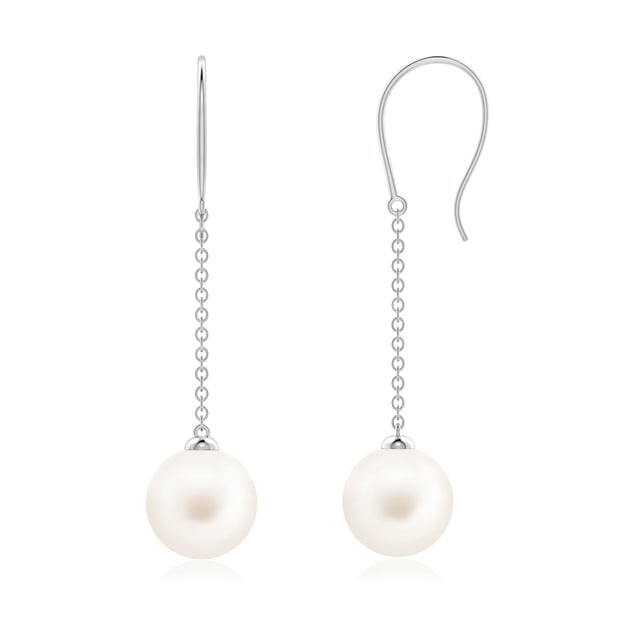 Dangling Solitaire Freshwater Pearl Earrings