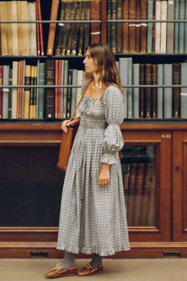 The Adelia Dress | Slate Gingham