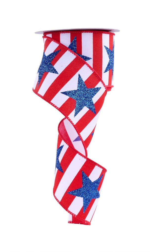 2.5" Bold Glitter Star/Stripe Ribbon