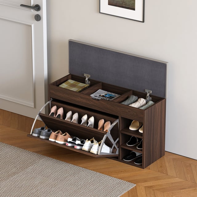Yowos Entryway Shoe Storage Bench With Flip Drawer