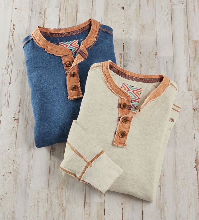 True Grit Double Layer Henley - Indigo
