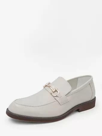 Mens Loafers Slip-on Pointed Toe Low Heels Metal Decoration Penny Shoes