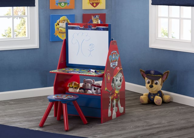 PAW Patrol Deluxe Kids Art Table - Easel, Desk, Stool, Toy Organizer