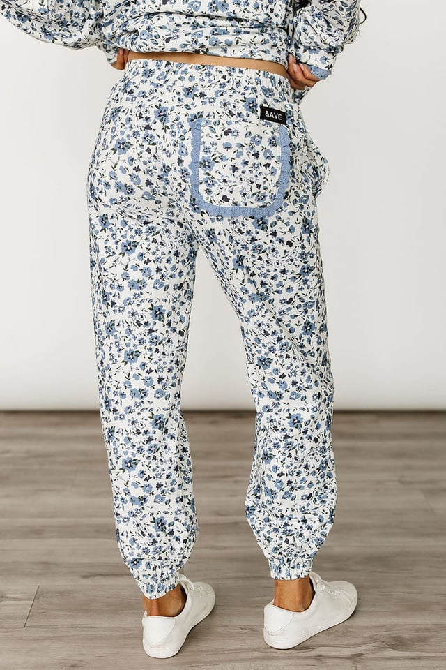 Lace Pocket Joggers - Blooming In Blue