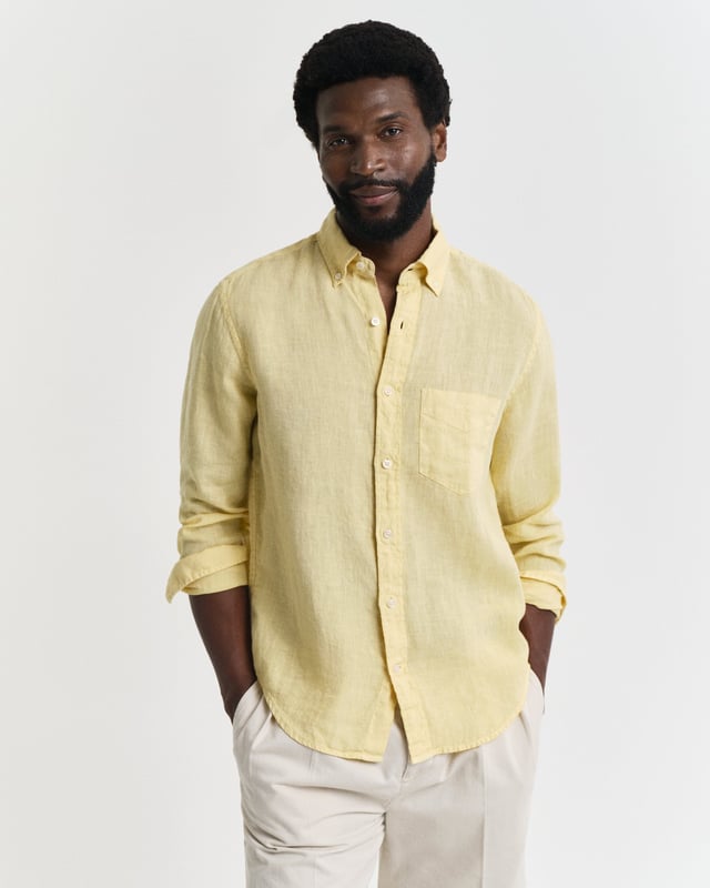 Regular Fit Garment-Dyed Linen Shirt