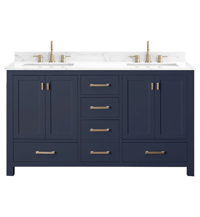 Avanity MODERO-VS60-NB Modero 60" Freestanding Double Bathroom Vanity in Navy Blue with Undermount Sink and Top