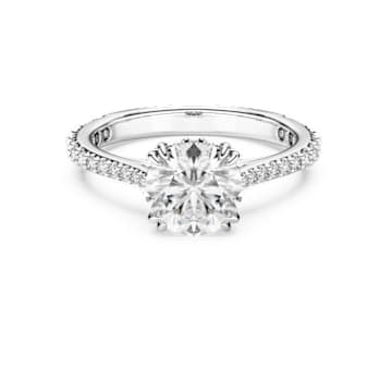 Constella cocktail ring, Round cut, Pavé, White, Rhodium plated