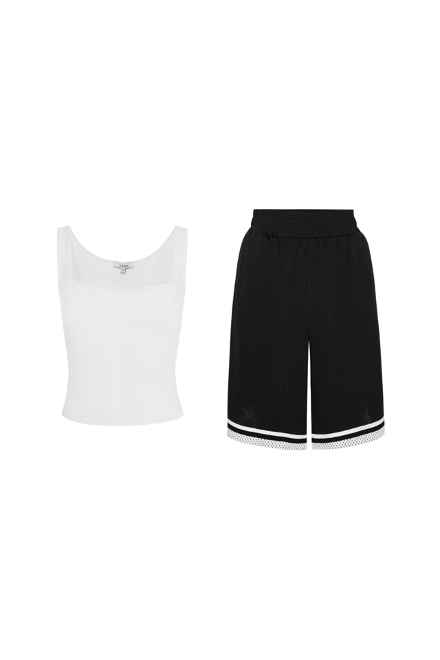LUNA TOP + BASKETBALL SHORT - DOVE / BLACK