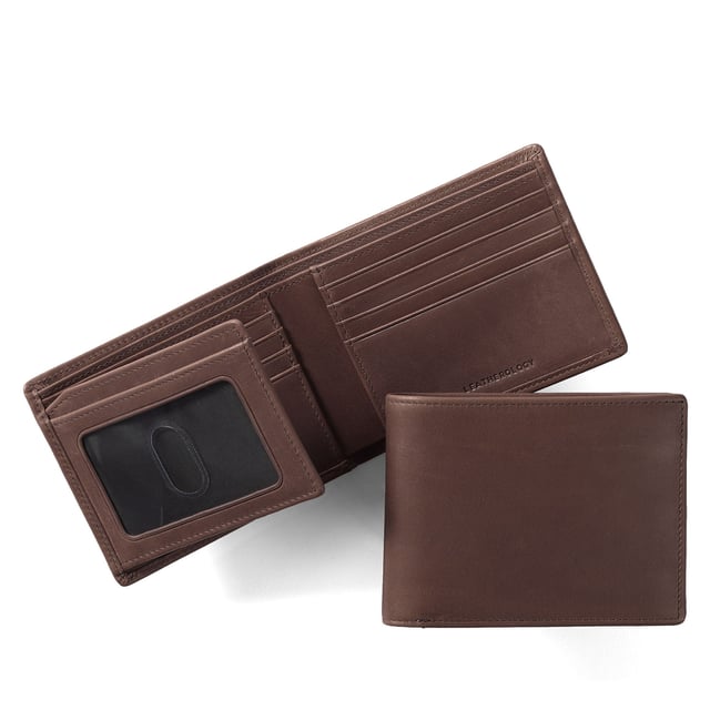 Bifold Wallet with Flap Mahogany