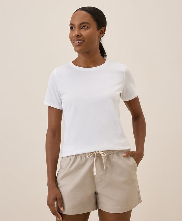 PACT Women's White Softspun Crew Neck Tee S