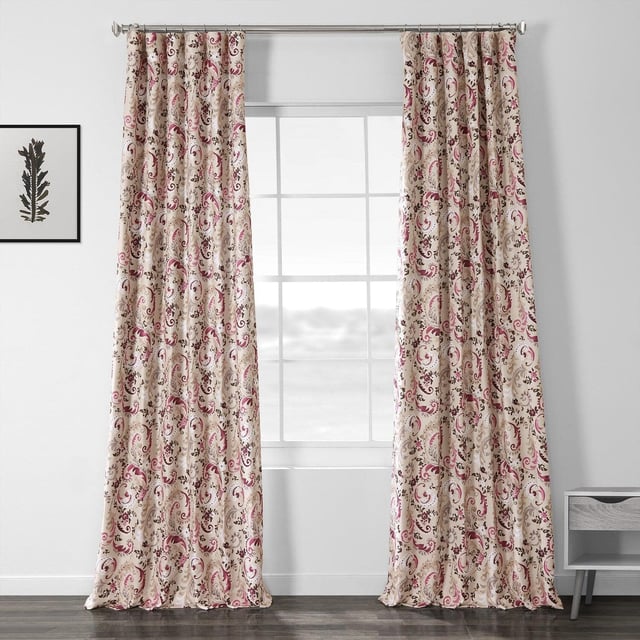Sonoma Cabernet Paisley Printed Faux Linen Room Darkening Curtain