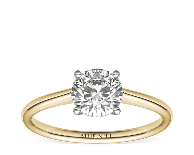 Petite Solitaire Engagement Ring in 14k Yellow Gold
