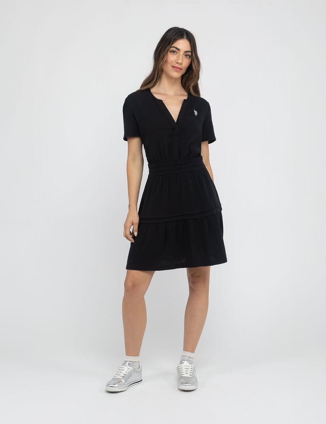 SMOCKED WAIST TIERED DRESS