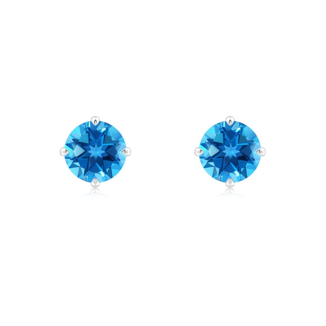Claw-Set Round Swiss Blue Topaz Solitaire Stud Earrings