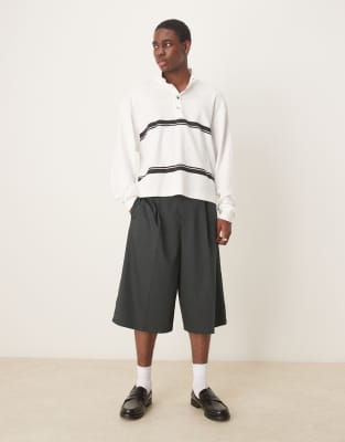 ASOS DESIGN oversized bermuda shorts with pintucks in green