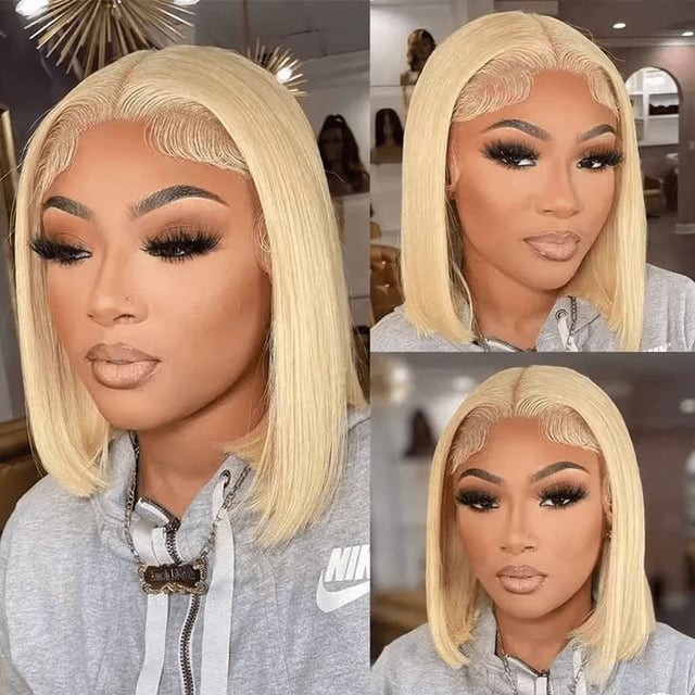Aligrace 13x4 Lace Front Straight Human Hair BoB wigs 613 Color