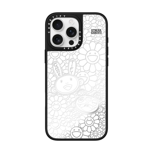 Mirror iPhone 16 Pro Max Case MagSafe Compatible - KAIKAI AND KIKI FLOWER BLOSSOM (MONO) CASE - WHITE EDITION