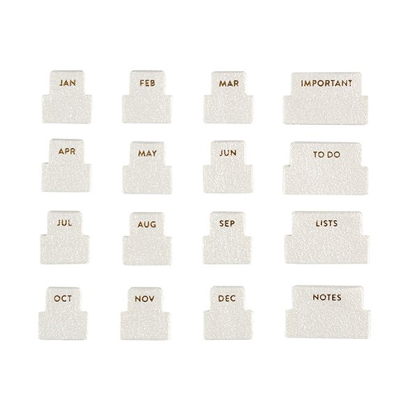 Vegan Leather Mini Monthly and Functional Adhesive Tabs - Ivory