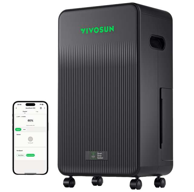 AeroDrain D12 Intelligent Environmental Dehumidifier, up to 12L/day, 2L Water Tank, with Temperature & Humidity Sensor Probe