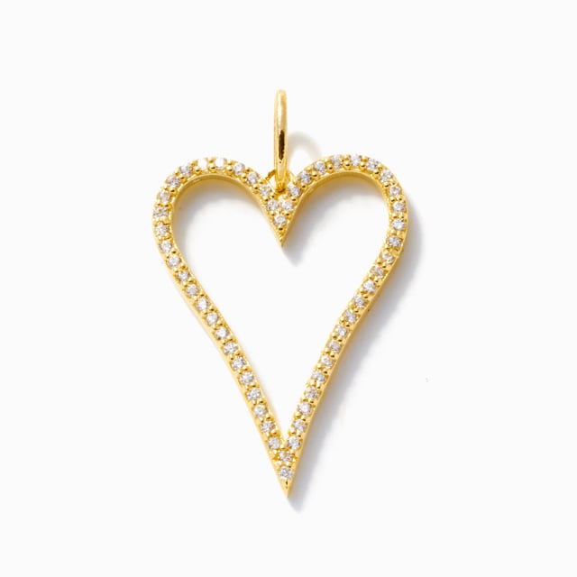 Long Diamond Heart Charm